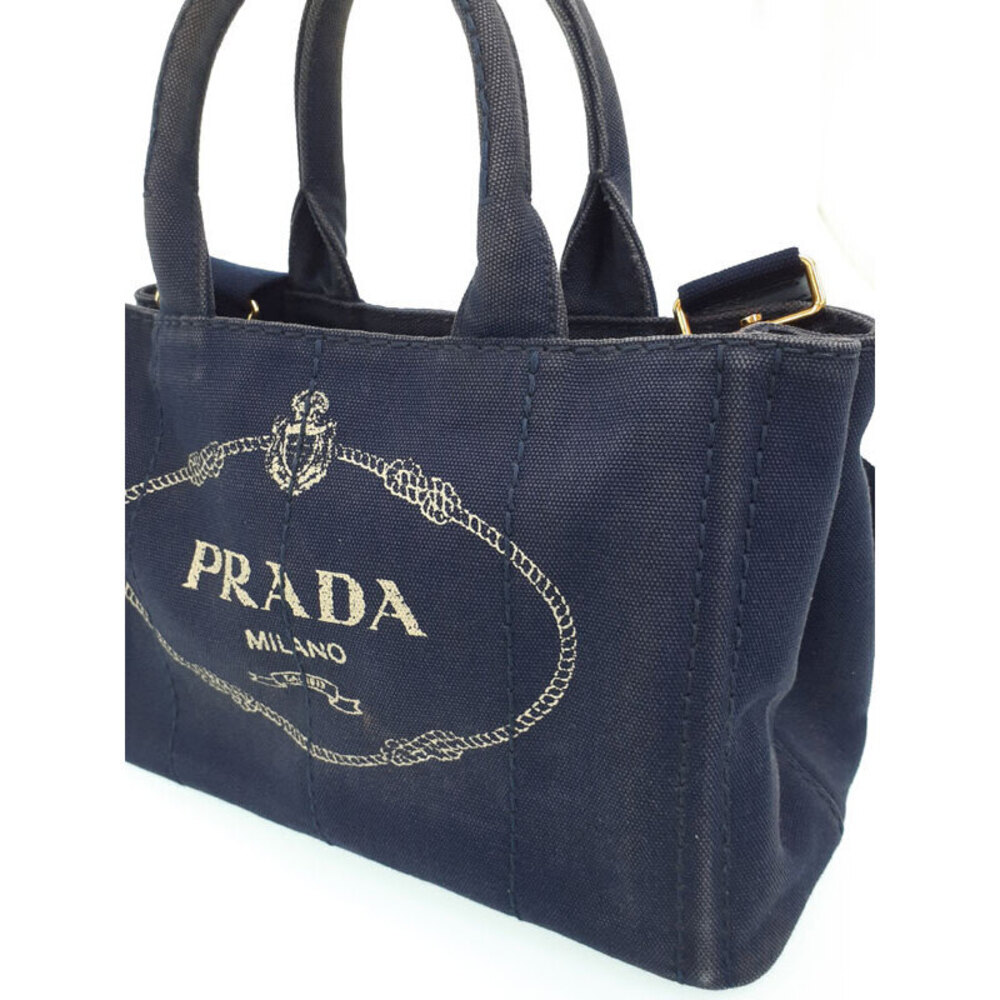Prada Canapa Tote Shoulder bag blue canvas - Picture 6 of 9